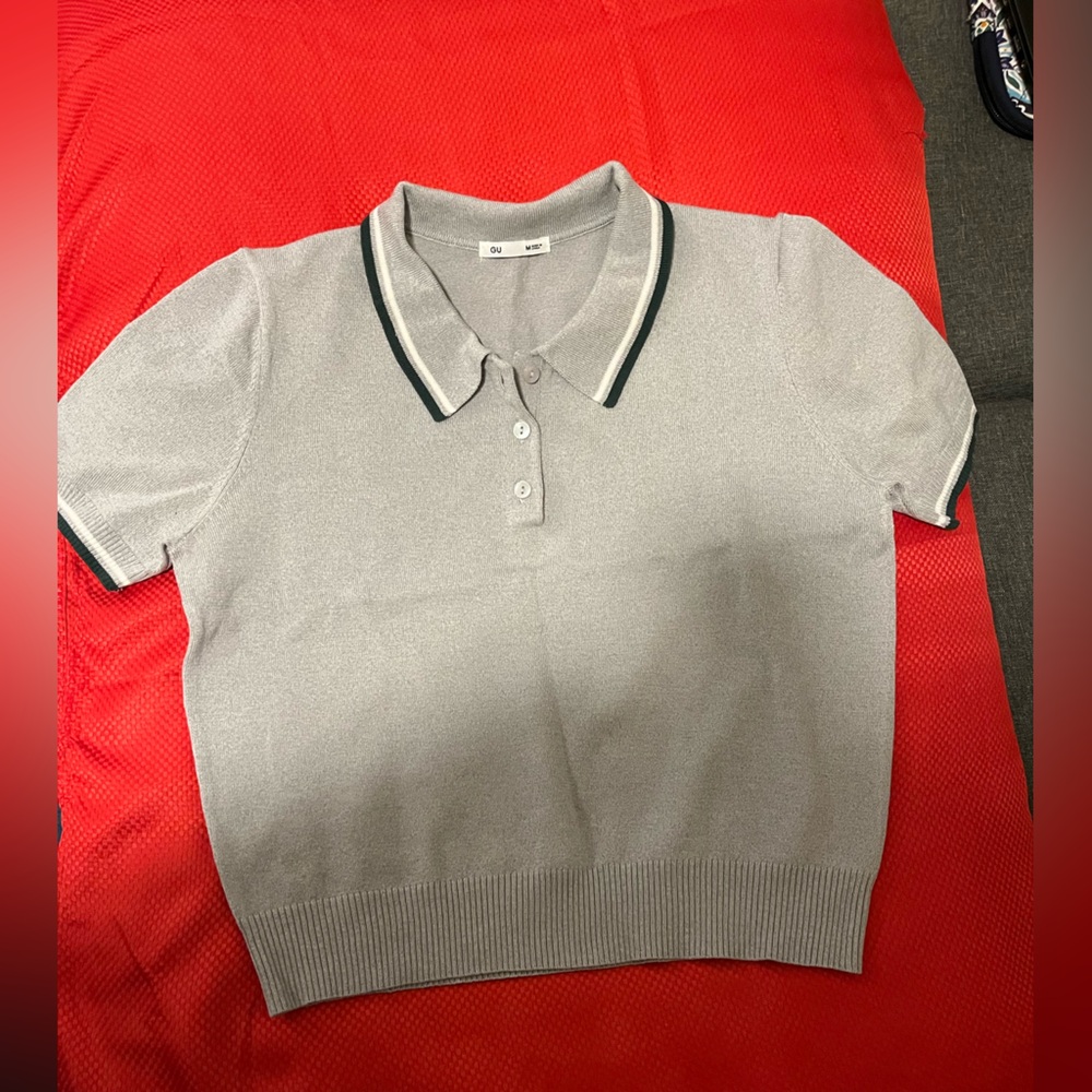 Polo sweater-Gray-Sz Medium Women’s